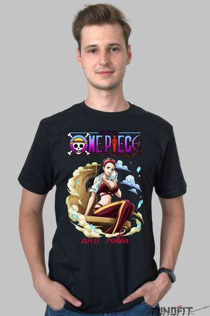 Tricou Anime One Piece - Nico Robin Elegant Power barbat negru