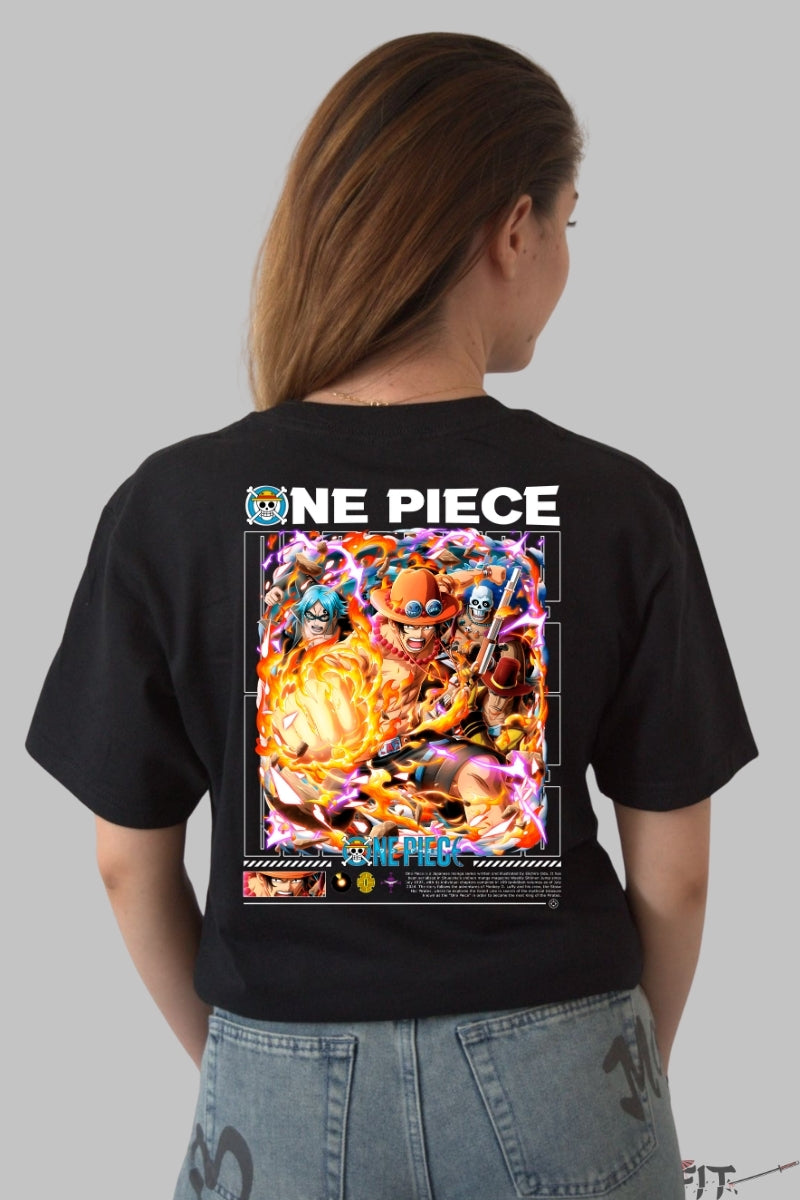 Tricou Anime One Piece - Portgas D. Ace Flacara Legendara dama negru