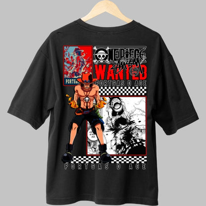 Tricou Anime One Piece - Portgas D. Ace Wanted Poster spate