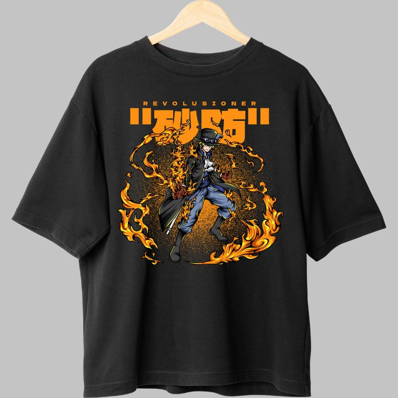 Tricou Anime One Piece - Sabo Flacari Revolutionare fata