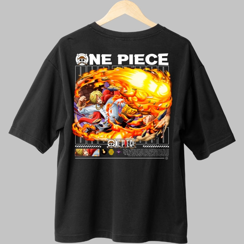 Tricou Anime One Piece - Sanji Diavolul de Foc spate