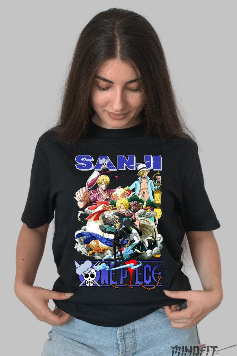 Tricou Anime One Piece - Sanji Versatile Power dama negru