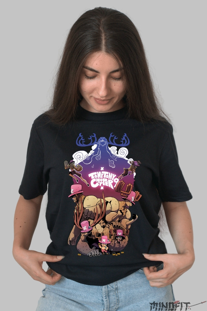 Tricou Anime One Piece - Tony Tony Chopper Evolution dama negru