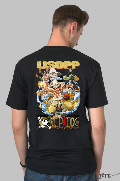 Tricou Anime One Piece - Usopp Regele Lunetistilor barbat negru