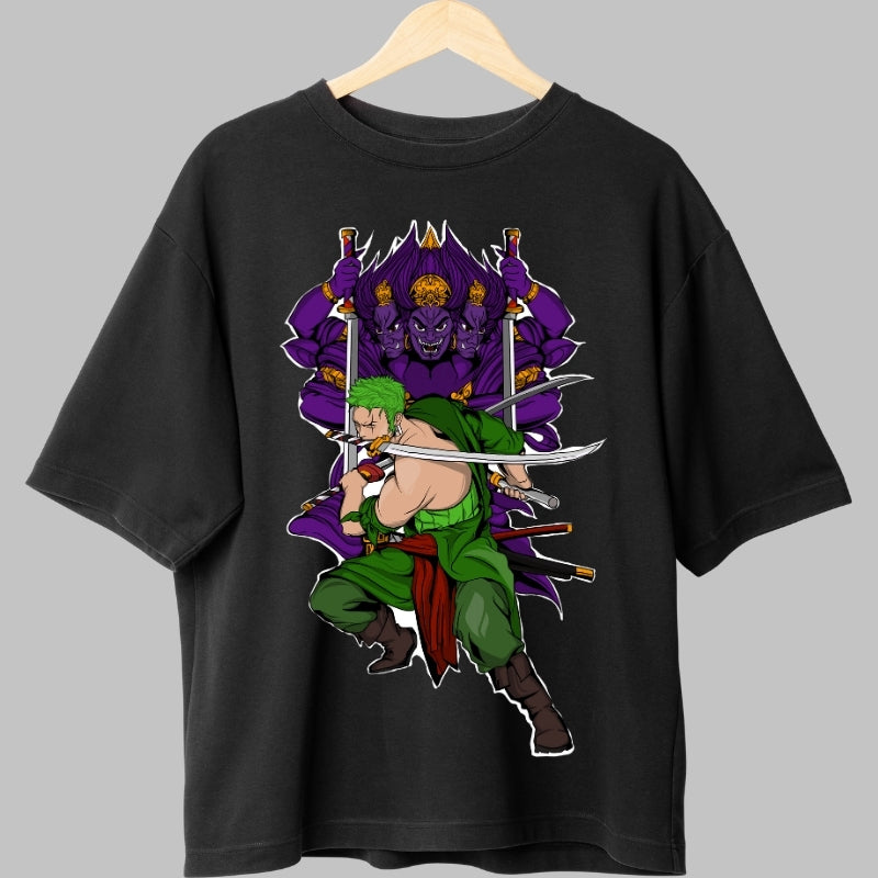Tricou Anime One Piece - Zoro Asura Demon Slayer fata