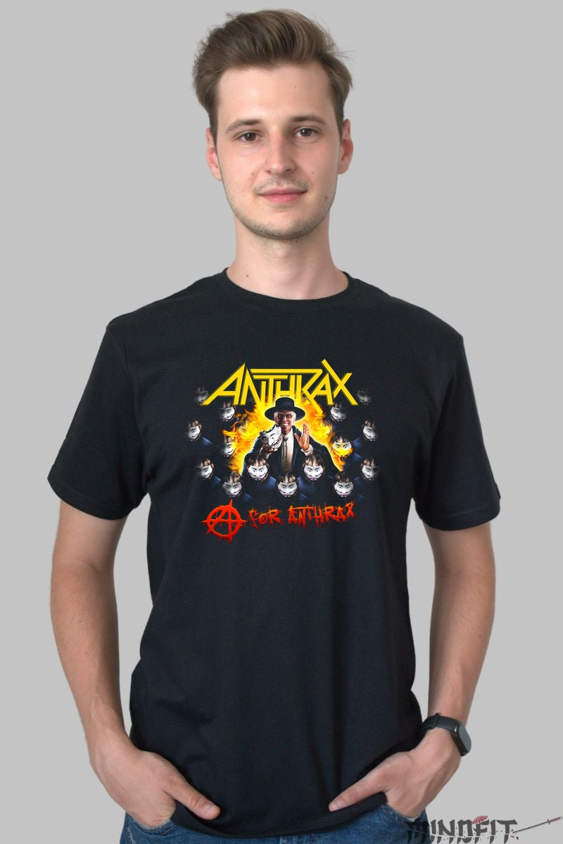 Tricou Anthrax - A for Anthrax barbat negru