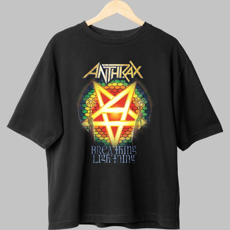 Tricou Anthrax - Breathing Lightning fata negru