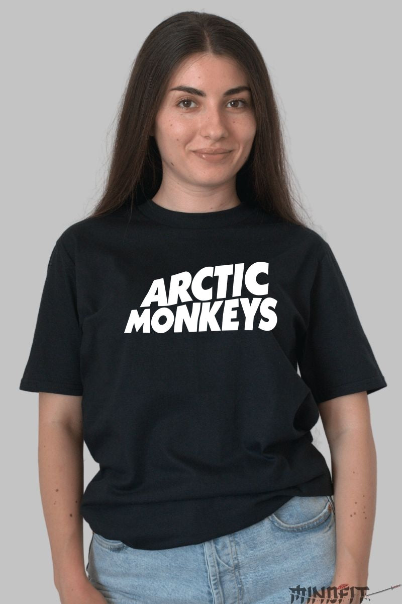 Tricou Arctic Monkeys - Logo Iconic Alb dama negru