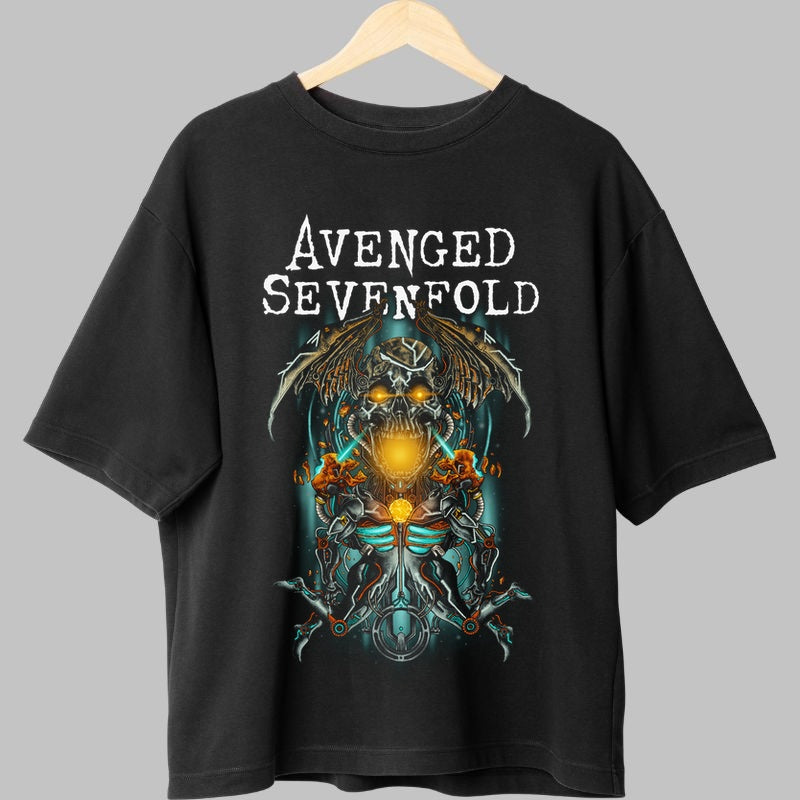 Tricou Avenged Sevenfold - Cyber Skull Inferno fata negru