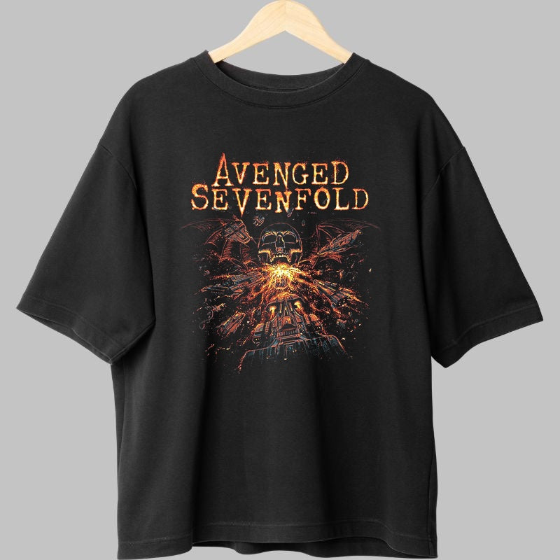 Tricou Avenged Sevenfold - Skull Inferno fata negru