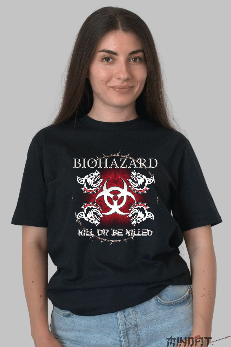 Tricou Biohazard - Kill or Be Killed fata negru