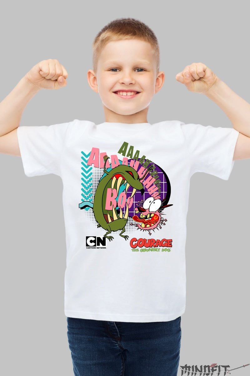 Tricou Courage the Cowardly Dog - Cartoon Network baiat alb