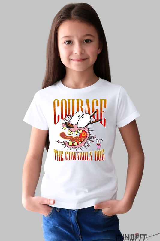 Tricou Courage The Cowardly Dog - Cartoon Network fata alb