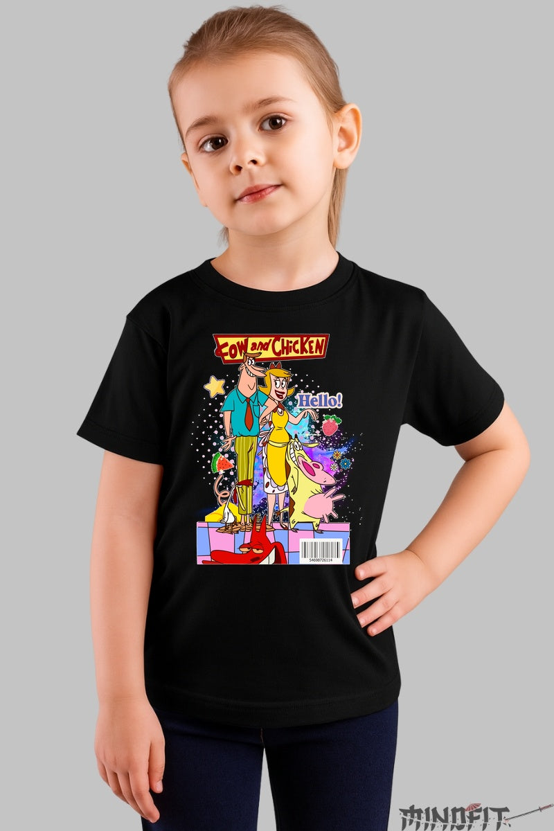 Tricou Cow and Chicken Hello - Cartoon Network fata negru
