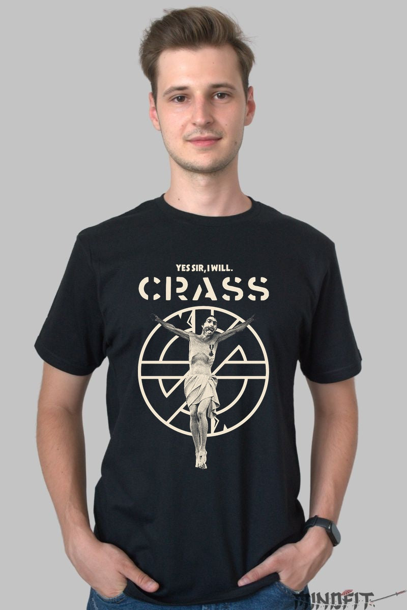 Tricou Crass - Yes Sir, I Will. barbat negru