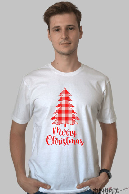 Tricou De Craciun - Brad Carouri Rosii barbat alb