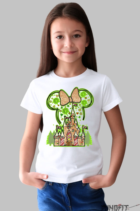 Tricou De Craciun Copii - Castel Fermecat Din Turta Dulce fata alb