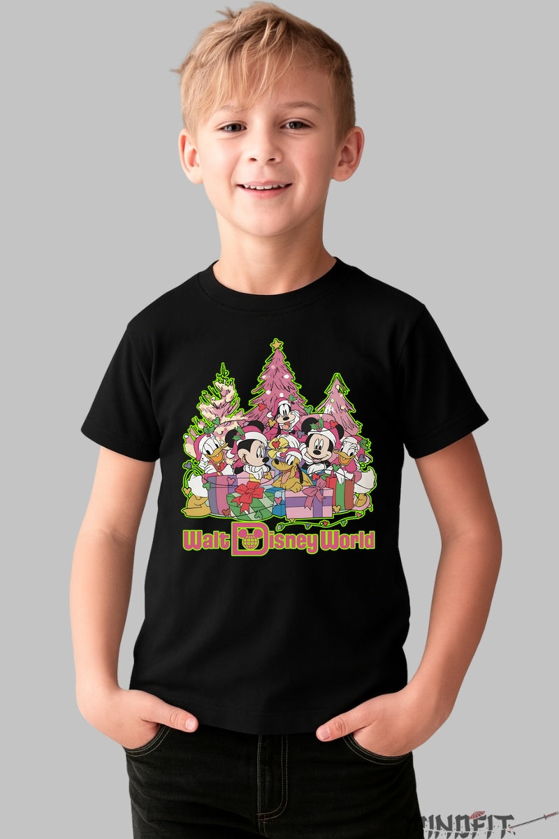 Tricou De Craciun Copii - Echipa Disney in Spirit Festiv baiat negru