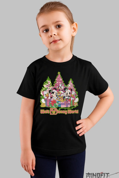 Tricou De Craciun Copii - Echipa Disney in Spirit Festiv fata negru