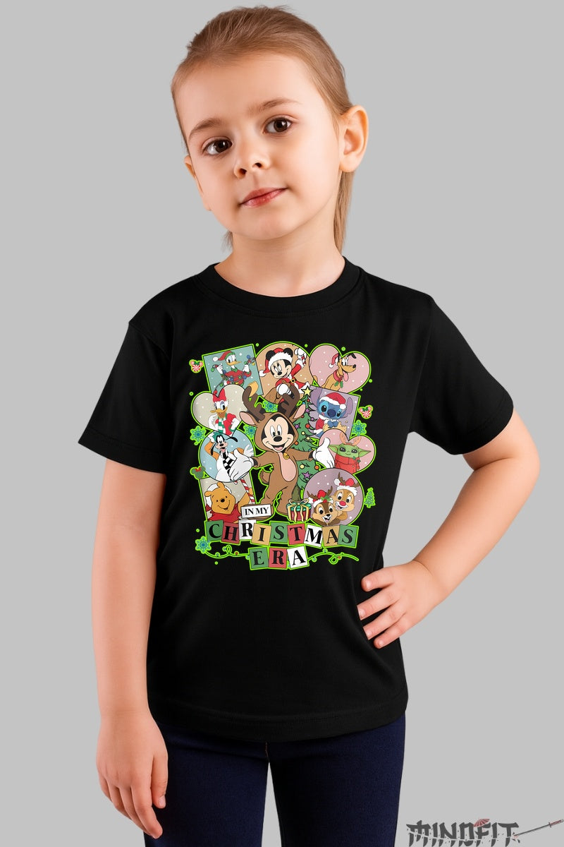 Tricou De Craciun Copii - Eroii Animati In Sarbatoare fata negru