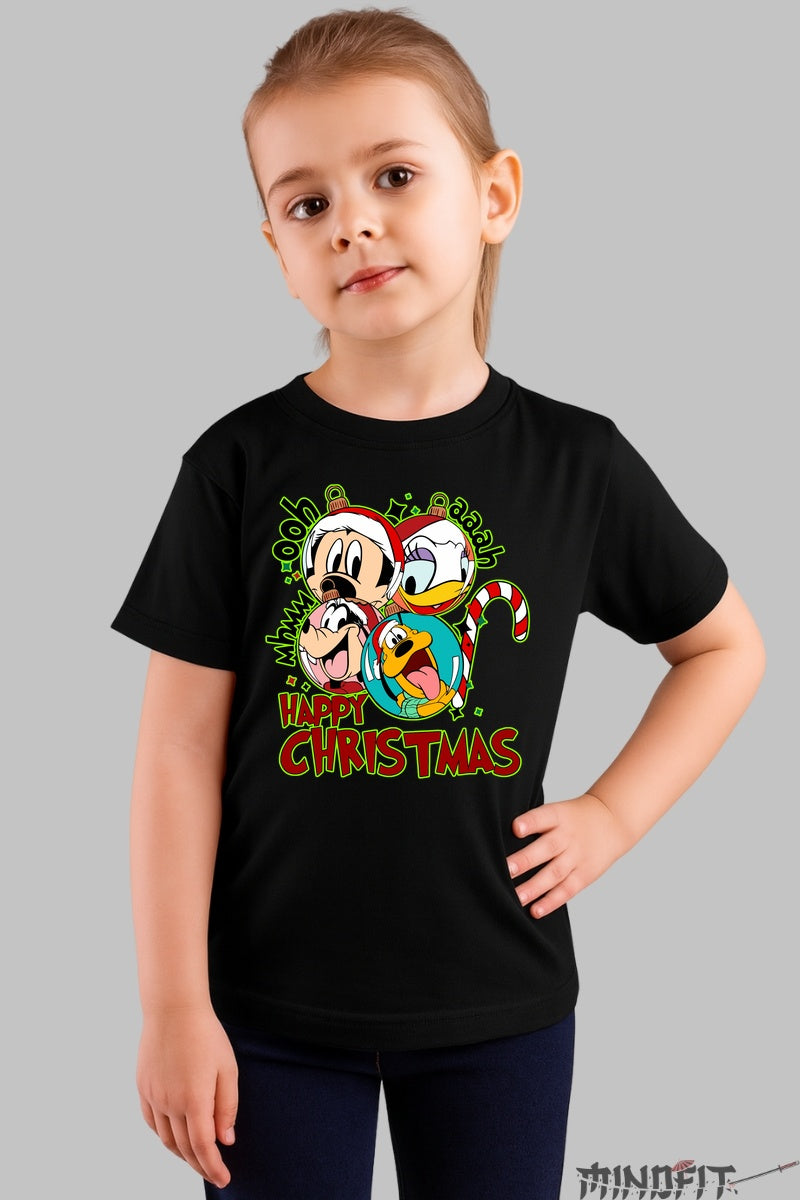 Tricou De Craciun Copii - Gasca Vesela de Sarbatori fata negru