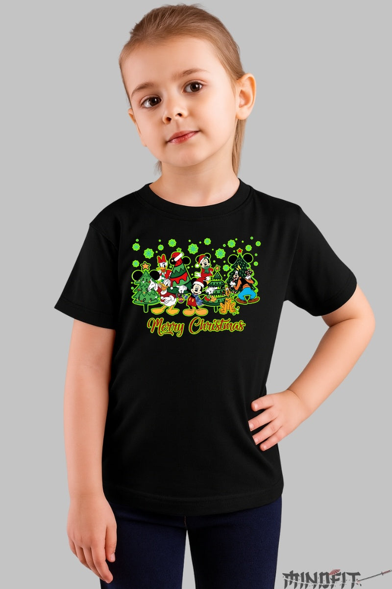 Tricou De Craciun Copii - Gasca Vesela in Sarbatoare fata negru