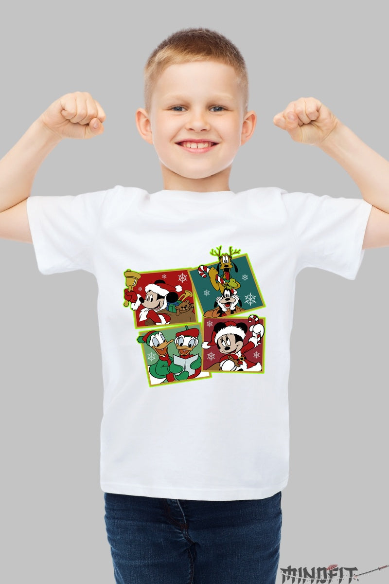 Tricou De Craciun Copii - Gasca Vesela in Sarbatoare baiat alb