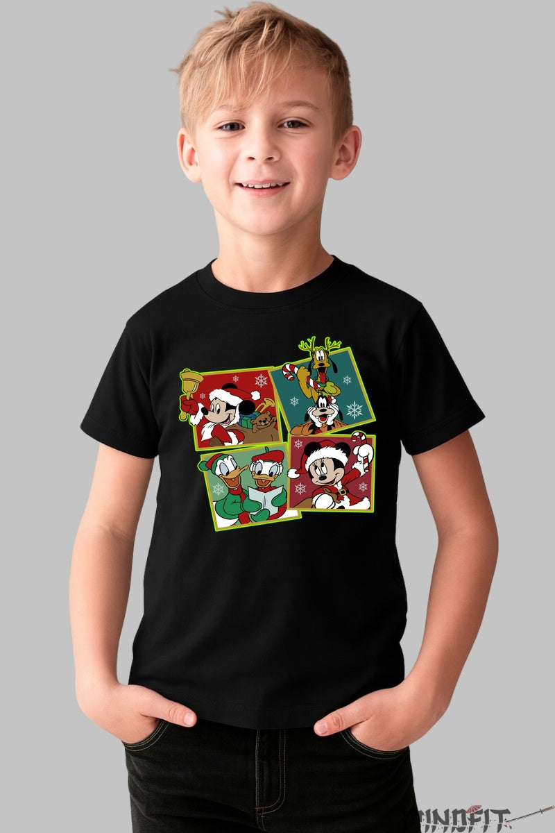 Tricou De Craciun Copii - Gasca Vesela in Sarbatoare baiat negru