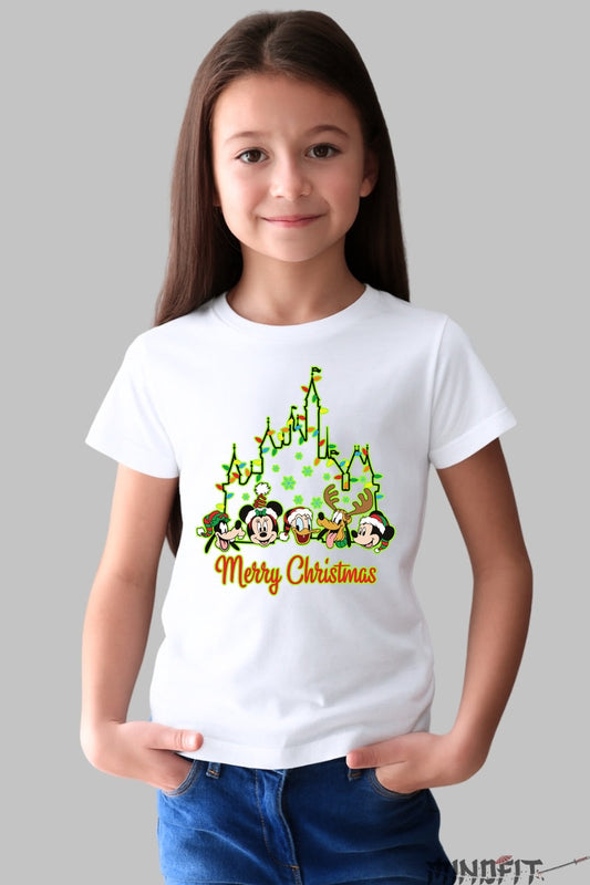 Tricou De Craciun Copii - Gasca Vesela La Castel fata alb