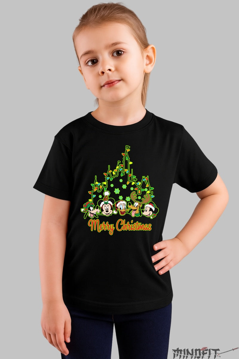 Tricou De Craciun Copii - Gasca Vesela La Castel fata negru