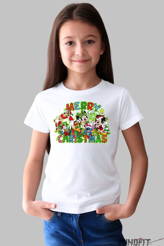 Tricou De Craciun Copii - Gasca Vesela Merry Christmas fata alb