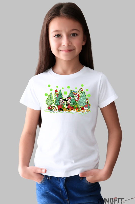 Tricou De Craciun Copii - Padurea Vesela Cu Personaje fata alb