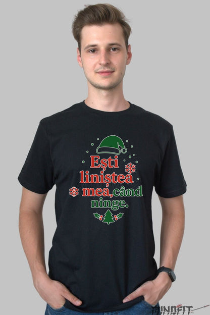 Tricou De Craciun - Esti Linistea Mea Cand Ninge dama alb