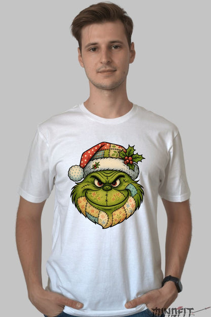 Tricou De Craciun - Grinch Festiv Cu Caciula barbat alb