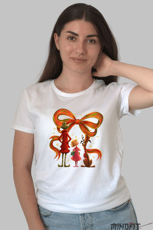 Tricou De Craciun - Grinch Si Magia Cadourilor dama alb