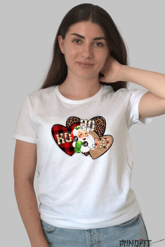 Tricou De Craciun - Ho Ho Ho Retro Santa dama alb