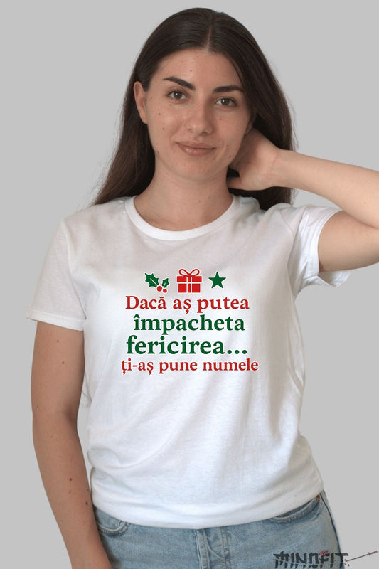 Tricou De Craciun - Impachetez Fericirea Cu Numele Tau barbat negru