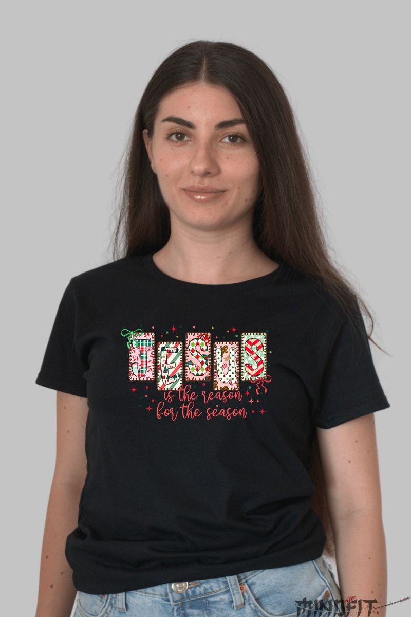 Tricou De Craciun - Jesus Is The Reason For The Season dama negru