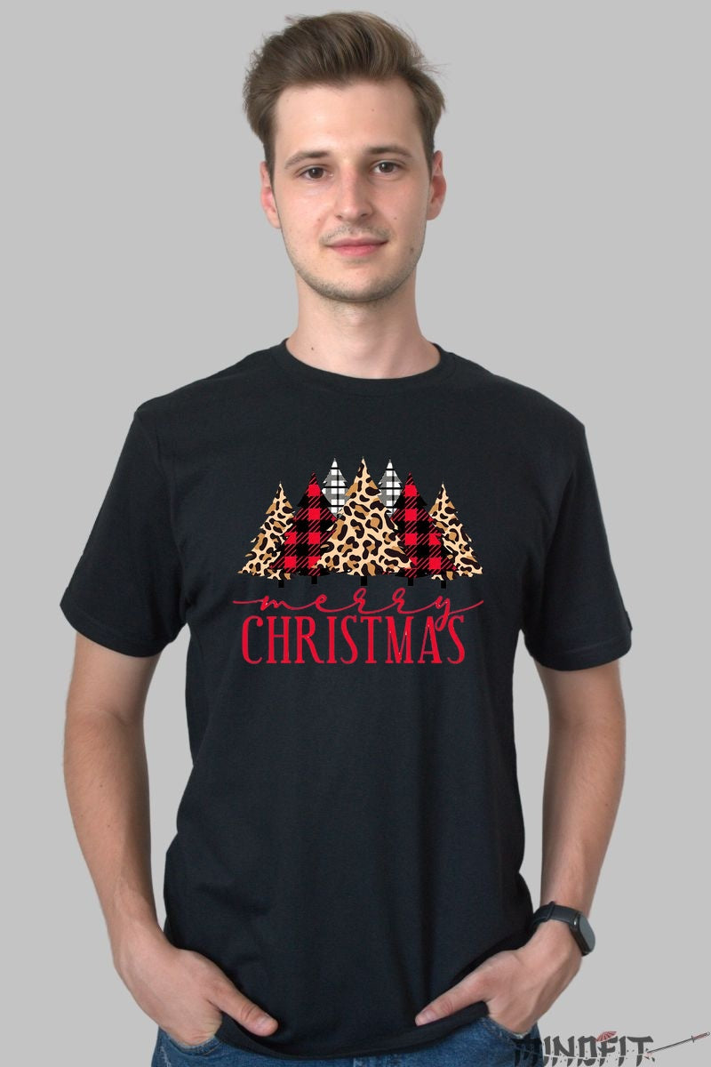 Tricou De Craciun - Merry Christmas Cu Braduti Festivi barbat negru