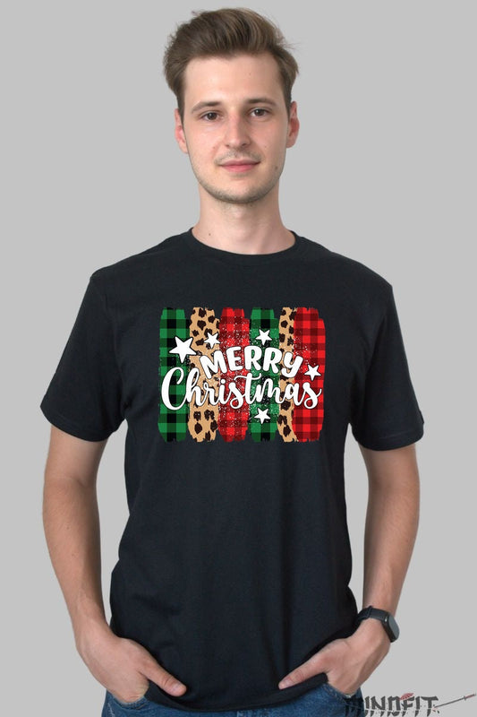 Tricou De Craciun - Merry Christmas In Stil Festiv barbat negru