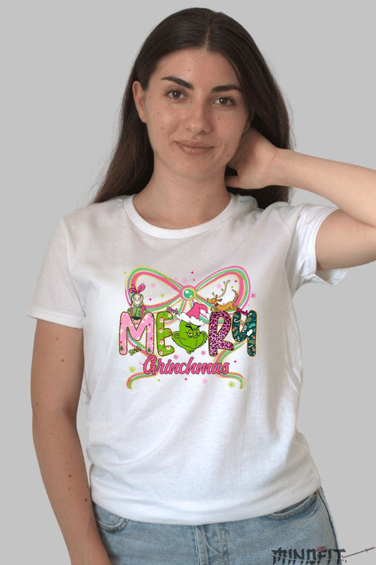 Tricou De Craciun - Merry Grinchmas dama alb