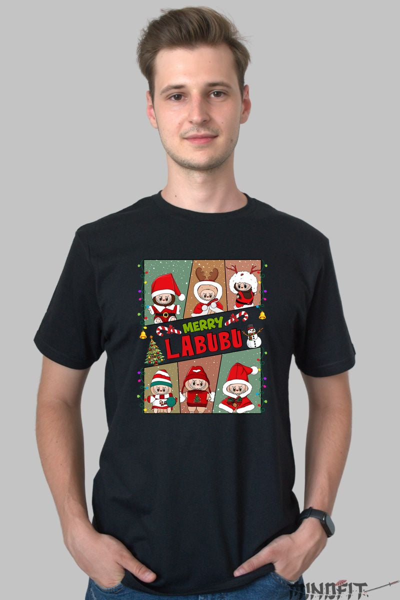Tricou De Craciun - Merry Labubu barbat negru