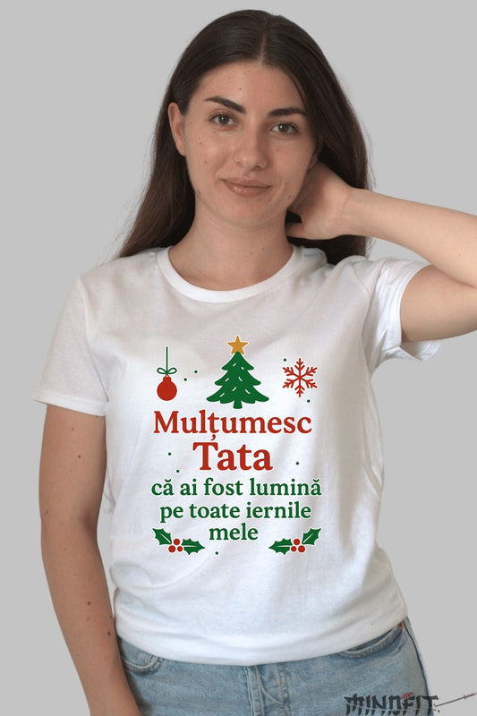 Tricou De Craciun - Multumesc Tata barbat negru