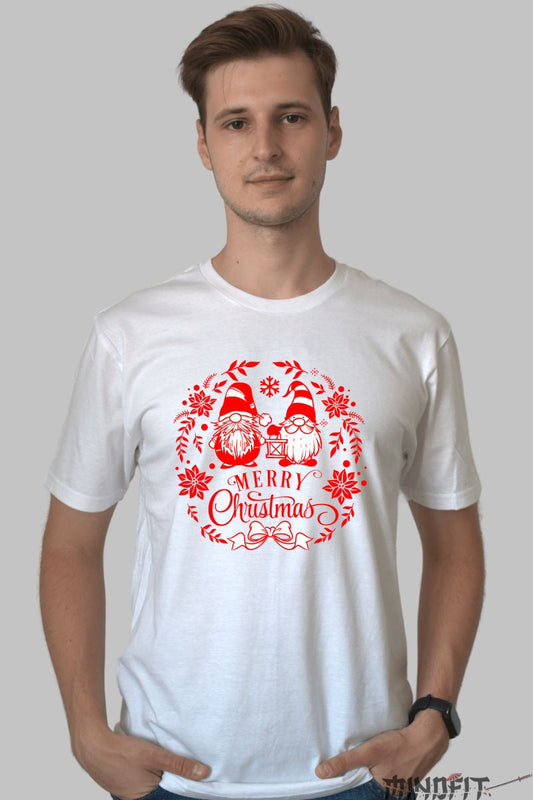 Tricou De Craciun - Pitici Cu Caciuli Rosii barbat alb