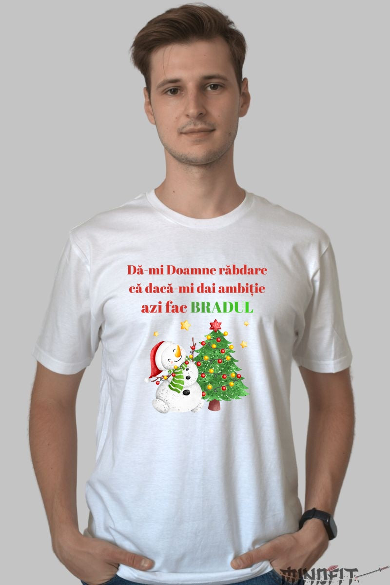 Tricou De Craciun - Rabdare Si Brad barbat alb