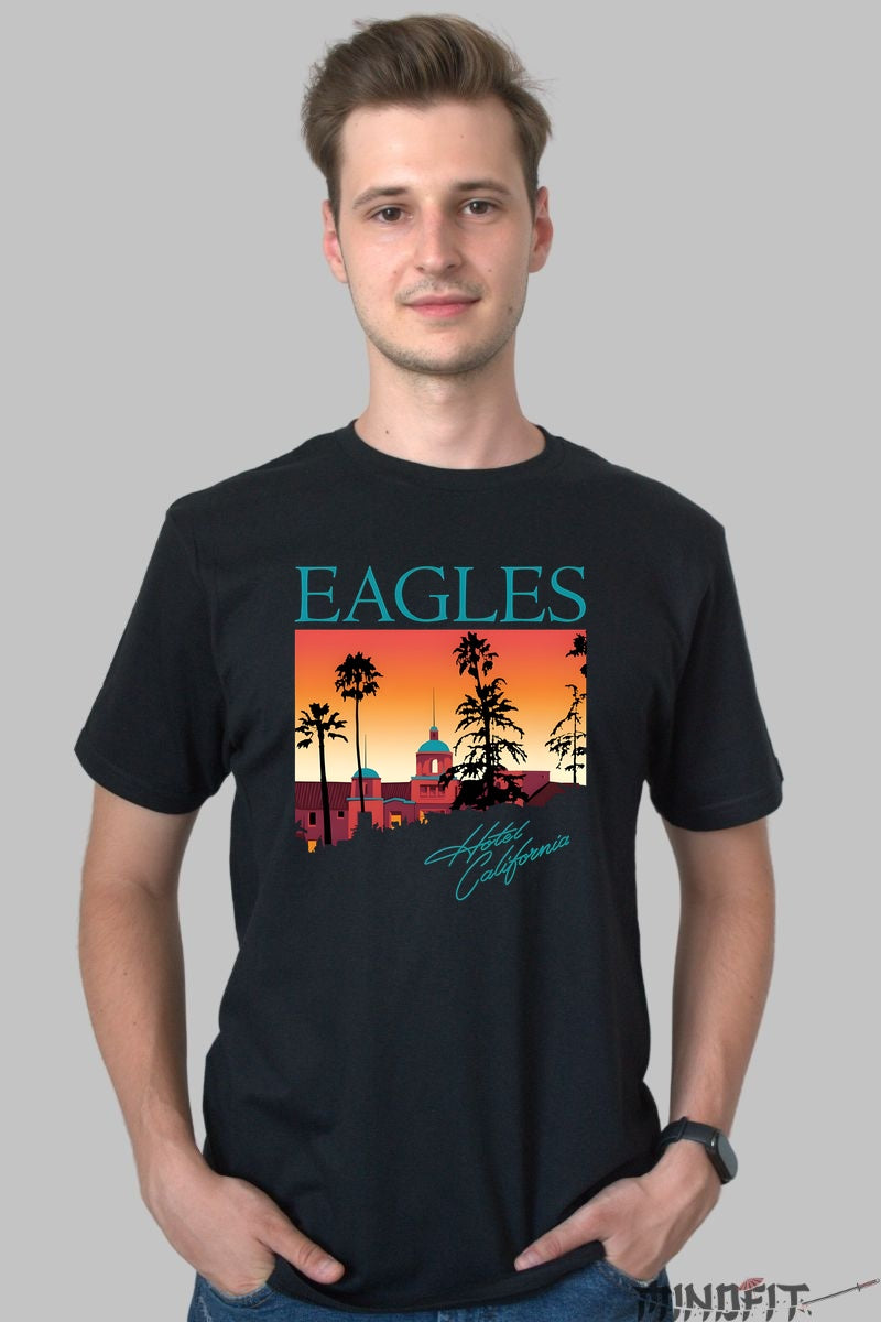 Tricou Eagles - Hotel California Sunset barbat negru