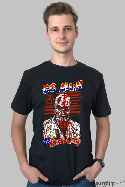 Tricou GG Allin - 25th Deathiversary barbat negru