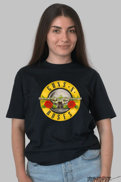 Tricou Guns N' Roses - Emblema Legendara Rock dama negru