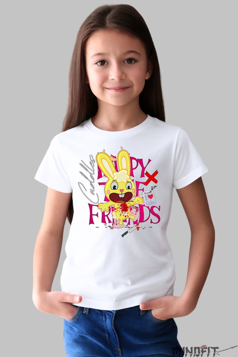 Tricou Happy Tree Friends Cuddles - Cartoon Network fata alb