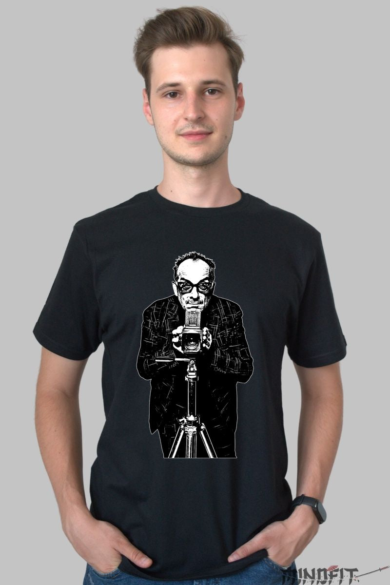 Tricou Iconic Photographer - Stil Urban Alb-Negru barbat negru